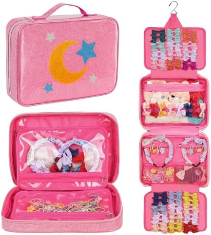 Hair Accessories Storage Bag for Baby Girls, Bow Organizer Holder with Hook by Jaffzora