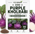 100 Purple Kohlrabi Seeds | Heirloom Vegetable Seeds for Planting by CZGrain