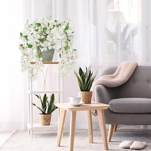 33.5" Bougainvillea Artificial Flowers Fake White Flowers, UV Resistant Long Sprays Artificial Bougainvillea Flowers for Indoor & Outdoor Decor, 3PCS Faux Hanging Flower for Home Room Wedding Porch - Image 6