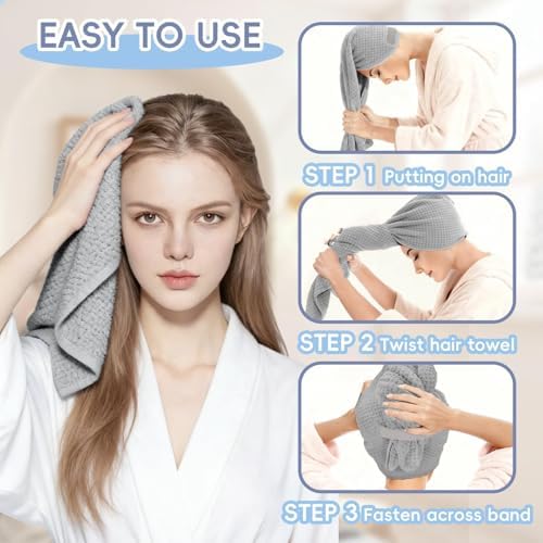 Large Microfiber Hair Towel for Women, Super Soft Absorbent Quick - Image 6
