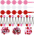 72 Pcs Hair Accessories Set - Barrettes, Balls, Bows, Flowers, and Clips for Girls, Baby, and Toddler (Red, White, Pink) by Jutom