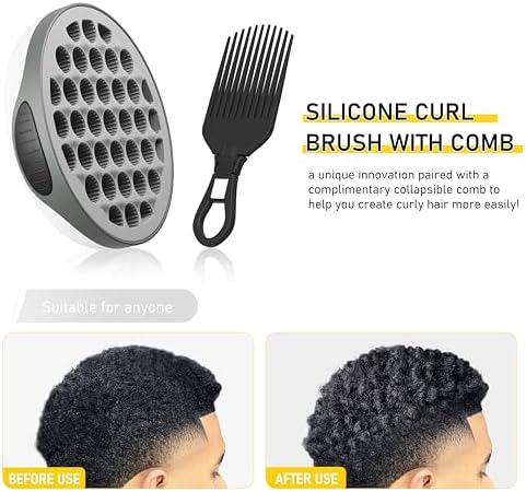 WTTORDE Silicone Curl Brush with Pick Comb, Hair Twist Curling Comb for Afro Curls, Small Holes Curler for Men Women Boy Girl, Gray, 1 Piece - Image 4