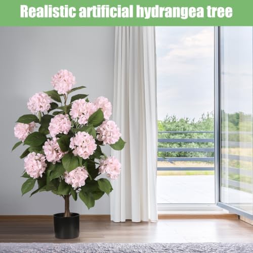 3FT Artificial Hydrangea Tree,Pink 2 Pack - Image 6