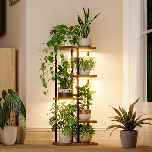 Bamworld Indoor Plant Stand with Grow Light Corner 5Tier by Bamworld