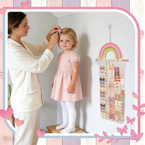 Munzong Rainbow Hair Clip Bow Holder, Hair Accessories Organizer 11x26 Inch - Image 6