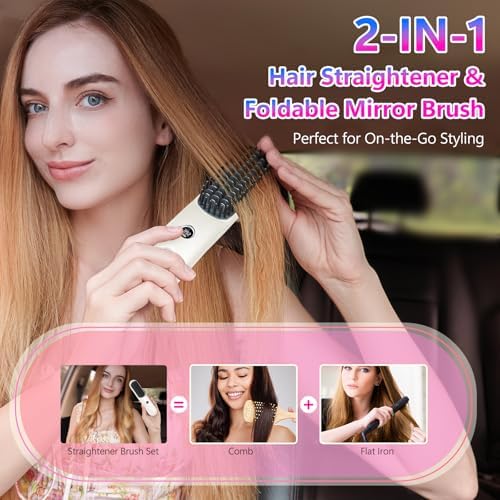 STUDLLY LCD Screen Cordless Hair Straightener & Curler 2 in 1, White - Image 2
