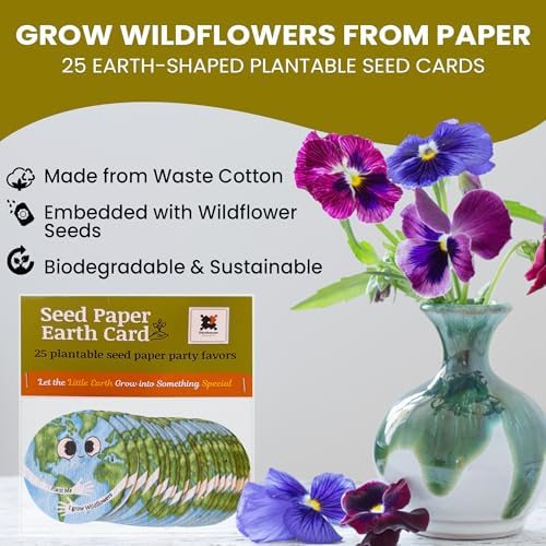 25 Plantable Seed Paper Earth Day Cards- Embedded with Wildflower Seeds, Earth Day Gift Decoration, Kids Craft, Educational Garden Party Favor, School Crafts, Easter Egg Filler- 2.5 inch Circles - Image 2