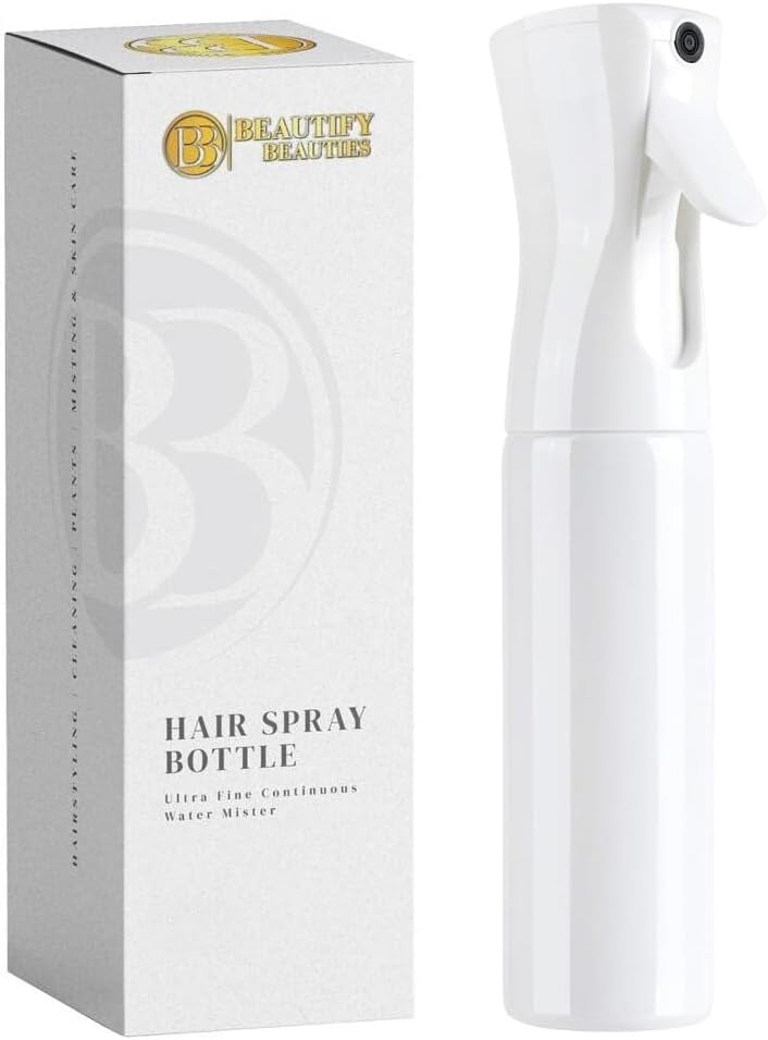 BeautifyBeauties Hair Spray Bottle – Ultra Fine Continuous Water Mister for Hairstyling, Cleaning, Plants, Misting & Skin Care (White, 6.8 Ounces) by BeautifyBeauties