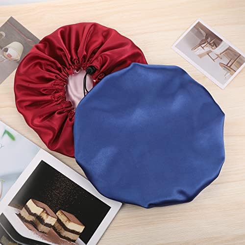 Pengxiaomei 2 Pack Bonnet for Sleeping, Double Layer Satin Hair Bonnet - Image 3