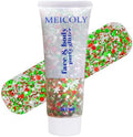 MEICOLY Christmas Face Glitter Gel with Snowflake Sequins,Red White Green X-MAS Body Glitter for Halloween,Christmas Hair Glitter Makeup for Women Girls,Stocking Stuffer Gifts for Kids by MEICOLY