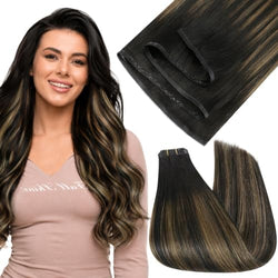 Full Shine Sew In Flat Weft Hair Extensions Human Hair 18 Inch 60g by FullShine