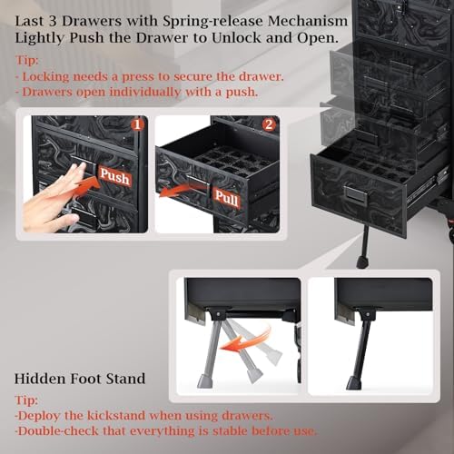 Stagiant Rolling Makeup Case with Drawers Cosmetology Case on Wheels 5 IN 1 Makeup Case 4 Drawers with Foot Stand Spring-release Mechanism Rolling Make Up Organizer for Artist Salon Nail Teach Trunk - Image 2