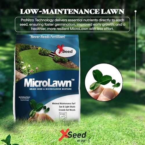 X-Seed Microlawn Grass Seed & Microclover Mix – Dense Self Feeding Lawn, Sun & Shade, Crowds Out Weeds, High Traffic, Drought-Resistant, 5 lb Bag - Image 4