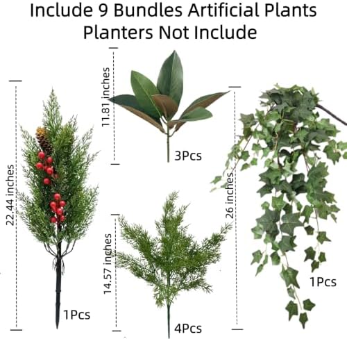 Christmas Artificial Cedar Plants Faux Winter Greenery for Outdoor Planters - Image 4
