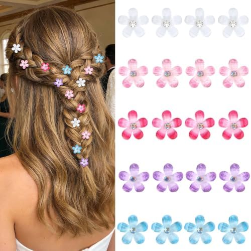 YISSION 20Pcs Mini Gradient Flower Rhinestone Hair Clips Women Girls by YISSION