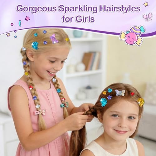 Hair Gem Stamper Kit – Hair Jewelry & Bling Craft Toys for Girls – Sparkling Hair Accessories with Glitter Sequins – DIY Hair Arts Crafts – Birthday Gifts for 5 6 7 8 9 10 11 12 Year Old - Image 2
