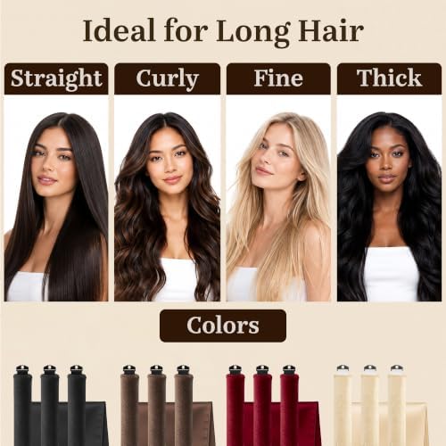 VISOFO Heatless Curls Overnight, Rods for Blowout Look, 3 Set, Brown - Image 6