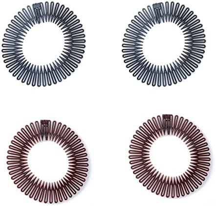 Sowaka 4 Pcs Circular Stretch Hair Wrap Holder Combs, Plastic in Black and Brown for Women Girls Outgoing Sports Hair Accessories by sowaka