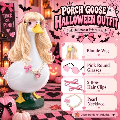 5PCS Porch Goose Outfits Blonde Goose Wig Set for 17 & 23 Inch Goose Statue - Image 2