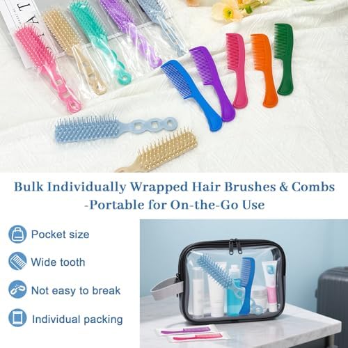 100 Hair Brush Combs Set in Bulk Individually Wrapped Travel Comb Brush - Image 6