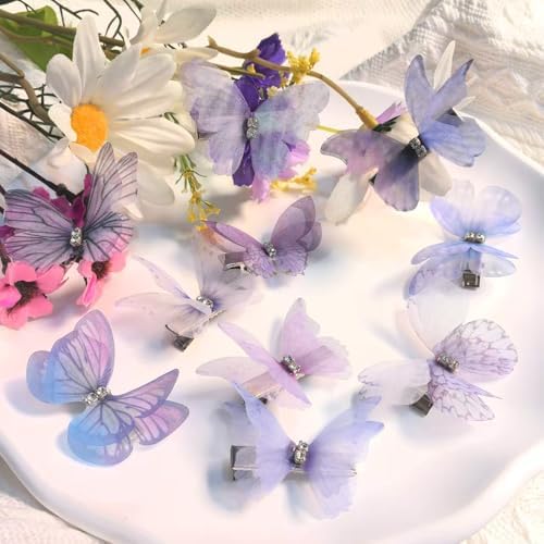 Purple Hair Decoration Butterfly Clip-Moving Butterfly Hair Clips for Girls (Purple-10PCS) - Image 4