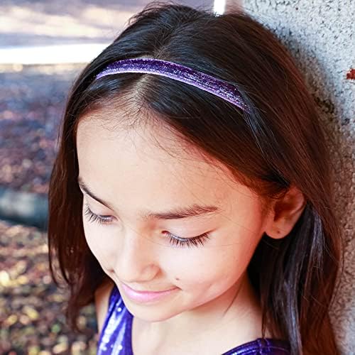 FROG SAC 6 Glitter Headbands for Girls, Adjustable Non Slip Thin Elastic Hair Bands for Kids, Stretch Heart Zig Zag Girl Hair Accessories, Sparkly Headband, Head Band Hairband (Multicolor 3, Kids) - Image 5
