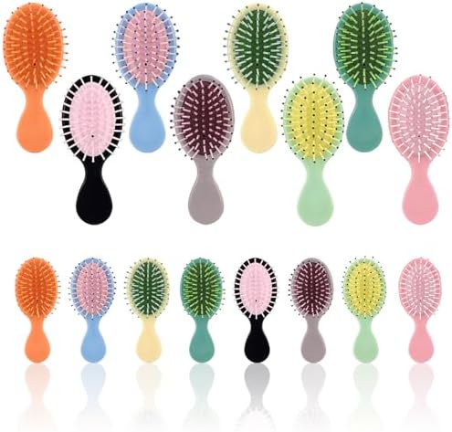 16 Pack Colorful Mini Travel Brushes, Detangling for All Hair Types by POUYRBA