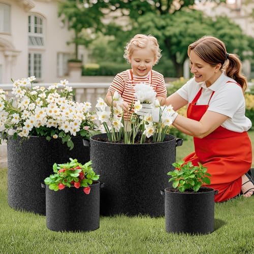 Land Guard 4-Pack Fabric Grow Bags 15 Gallon, Thickened Nonwoven Garden Pots, Growing Bags with Handles, Black - Image 7