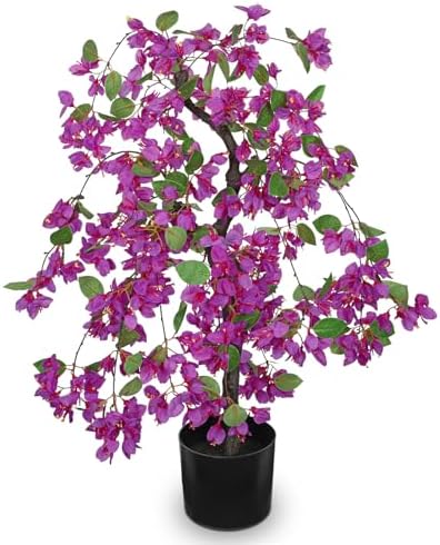 Briful Artificial Bougainvillea Plant in Black Pot 29.5" Tall Faux Silk Bougainvillea Floral Tree Tropical Fake Bougainvillea Tree for Home Office Room Garden Balcony Décor(Purple) by Briful