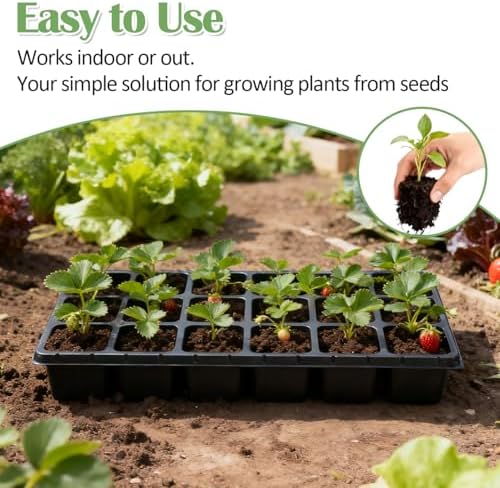RooTrimmer 10 Pack 18 Cell Seed Starter Trays - 2.9 "Deep 3 Inch Big Cell Plastic Nursery Trays, 20" x 10", for 1020 Flat Trays Seed Germination, Planting Seedlings & Propagation - Image 7