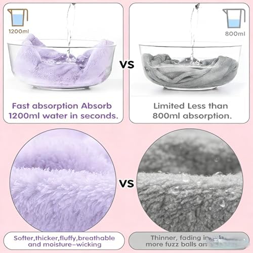 3 Pack Microfiber Hair Towel Wrap for Women, Fast Drying Hair Turban with Button, Anti-Frizz Large Hair Towel for All Hair Styles, Soft & Absorbent Hair Drying Towel - Image 3