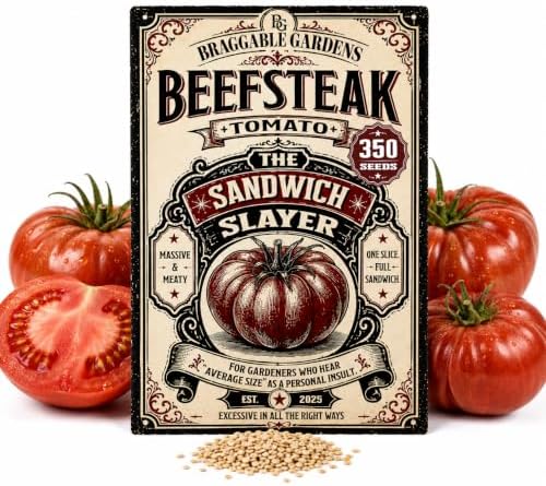 Beefsteak Tomato Seeds, 350 Heirloom Seeds | Full Sun, Large Meaty Slicing Tomatoes, for Sandwiches, Raised Beds & Outdoor Planting, Vegetable Garden by BraggableGardens