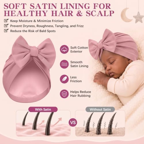 6 Pcs Newborn Satin Bonnet for Infant 0-6 Months - Image 2