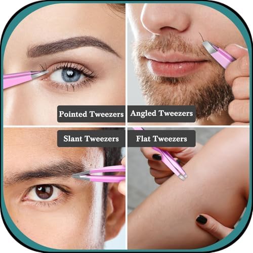 TsMADDTs Eyebrow Tweezers, 8 in 1 Tweezers Set for Women Facial Hair, Eyebrow Trimmer Scissors, Professional Shaping Grooming Kit - Image 6