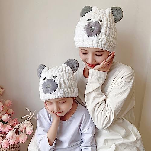 Microfiber Hair Towel Wrap for Kids, White Bear Toddler Quick Dry Cap - Image 7
