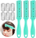 Maitys 3 Pcs Razor Combs for Hair Cutting with 10 Blades, Green by Maitys