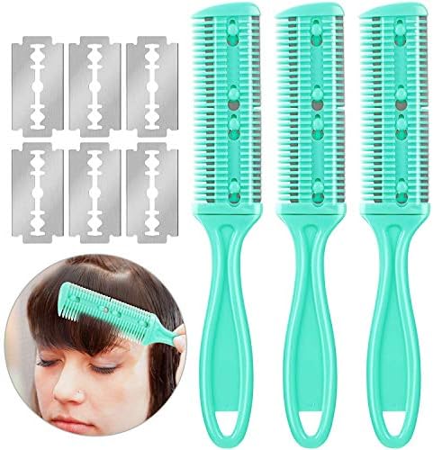 Maitys 3 Pcs Razor Combs for Hair Cutting with 10 Blades, Green by Maitys