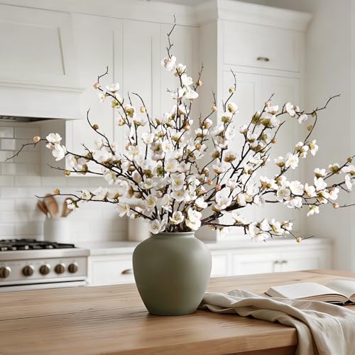 Waipfaru 4 Pcs Faux Cherry Blossom Branches, 36'' Cherry Blossom Tree Decor with Long Stems, Artificial Flowers for Tall Vases Spring Home Decoration (White) - Image 5
