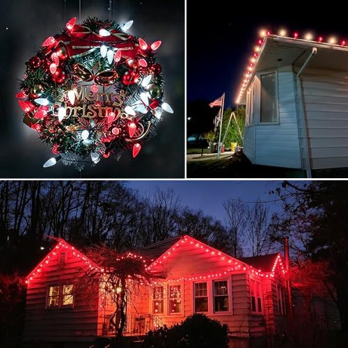 50PACK C9 LED Christmas Lights Shatterproof Waterproof Red Plastic - Image 6