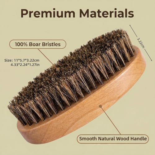 Boar Bristle Beard Brush & Dual‑Side Walnut Comb Set – 100% Pure Boar Hair & Hardwood Handle – Ideal for Men’s Beard, Hair & Wave Styling, Smooth, Detangle, Shave Pre‑Prep, Travel Friendly - Image 3