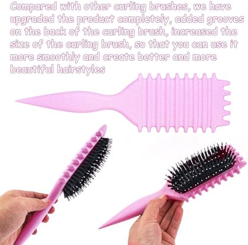 1 PCS Curly Hair Brush, Curl Defining Brush (Pink) - Image 2
