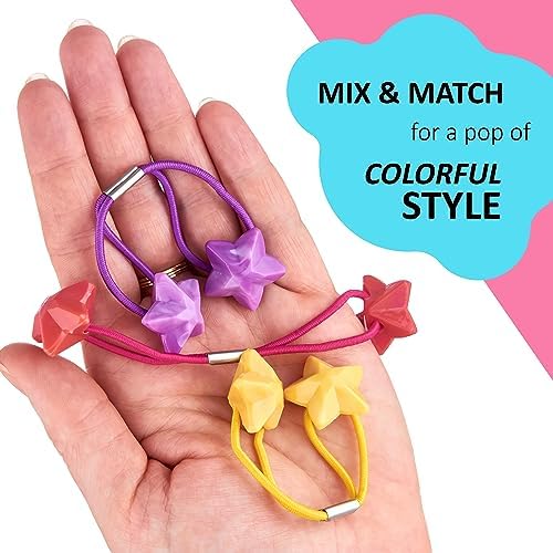24pc Star-Shaped Multicolored Twin Bead Ponytail Ball Elastics Value Pack - Image 4