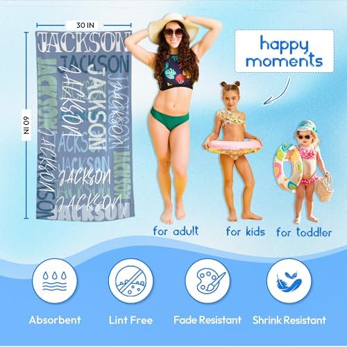JML Personalized Beach Towel with Name, Custom Beach Towel with Name, Customized Microfiber Pool Towel, Quick Dry & Absorbent Swim Towel for Adult,Anniversary, Birthday, Summer Holiday,Vacation - Image 3