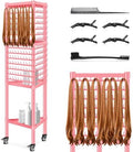 GADFISH Braiding Hair Rack with 5-Tray, Hair Extension Holder Hanger, 420 Pegs 3-side Rack for Braiding Separator Display Stand (Pink) by GADFISH