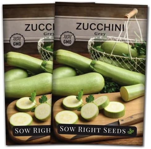 Sow Right Seeds - Grey Zucchini Seed for Planting Summer Squash Garden 2pk by SowRightSeeds