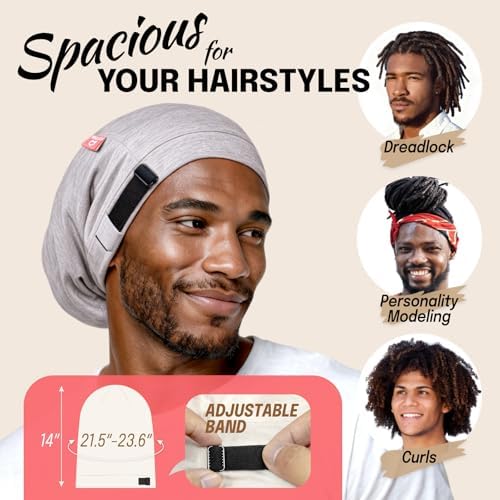 Large Satin Bonnet for Men Sleeping, Dreadlocks Loc Cap for Curly Wave Long - Image 5