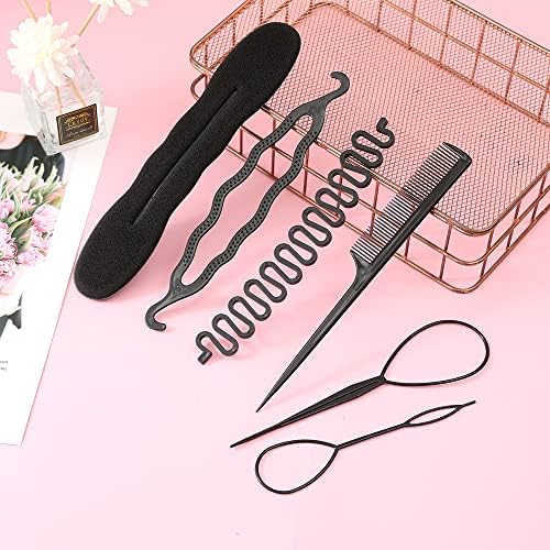 UTTH-DTTK Hair French Braid Tool, 6 pieces Resin Centipede Braid Maker Hair Styling Accessories for Women, Girls, 1 Count (Black 6-piece set) - Image 2