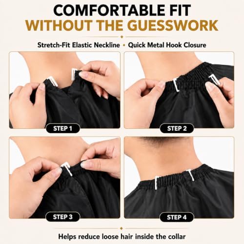 Barber Cape with Clear Phone Viewing Window, Salon Hair Cutting Cape, Black - Image 6