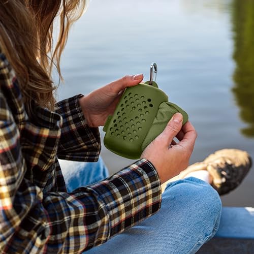 Quick Dry Towel for Travel, Camping, Gym & Sports - Army Green Nanofiber - Image 4