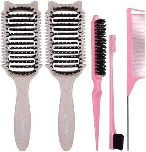 2 Pack Curl Defining Brush – With 3 Styling Tools for Effortlessly Detangles Shaping & Define Natural Curly Waves & Coils – For Women & Men Wet or Dry Hair - Reduces Frizz & Adds Shine by Aussumy